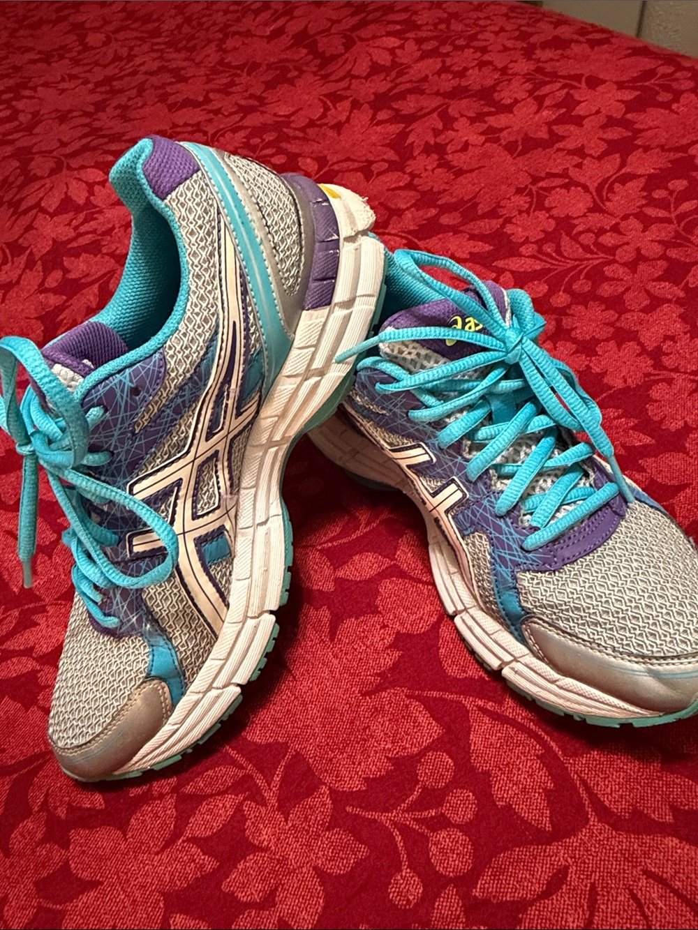 ASICS Women's Gray, Teal & Purple Running Sneakers
